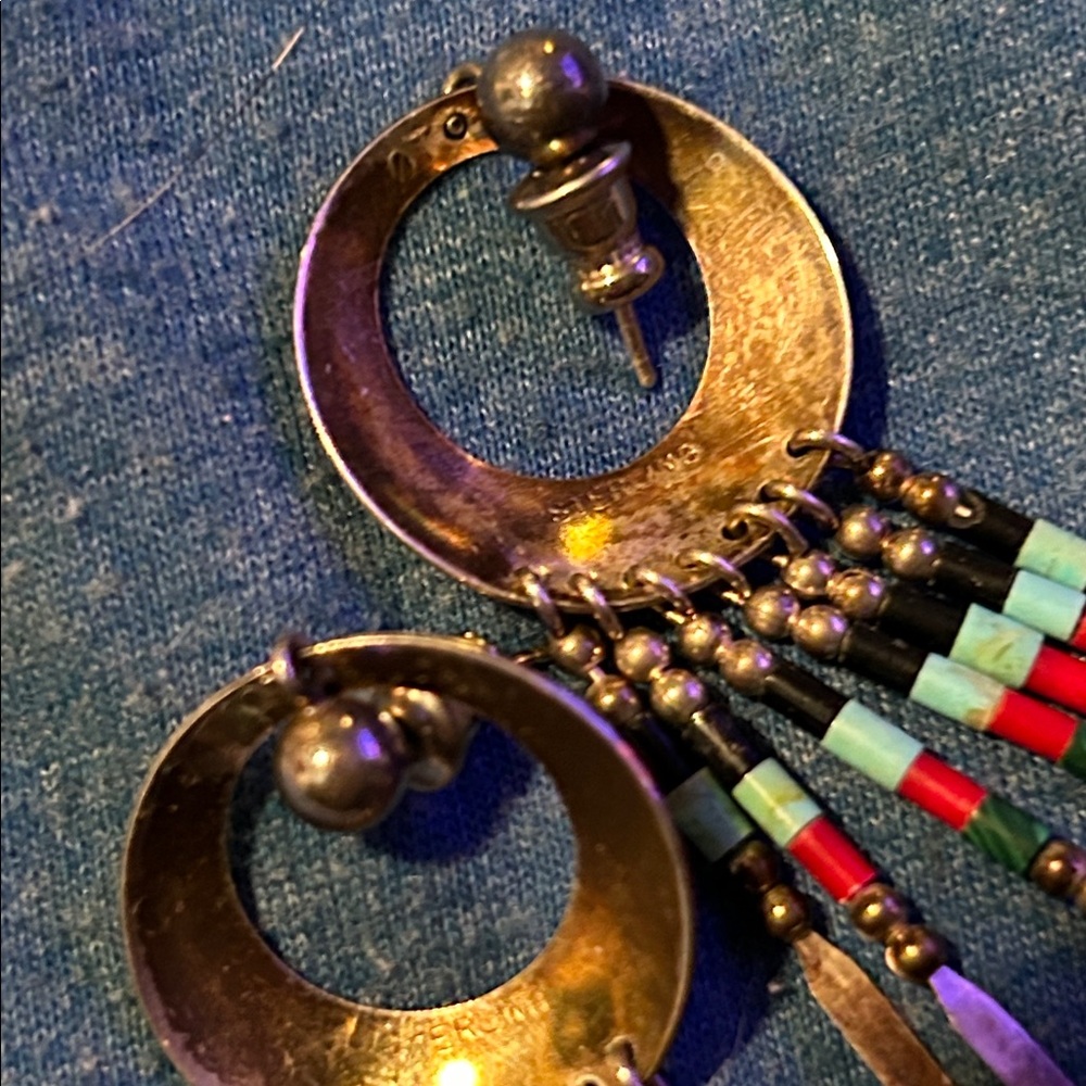 3/$20 Bohemian Multicolor Native American Dangle Earrings - Picture 2 of 2